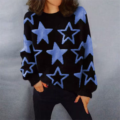 Women's Comfortable Knit Sweater with Starry Pattern and Casual Cut NOVAE