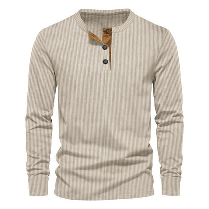 Men's casual long-sleeved shirt with button placket and ribbed texture NOVAE