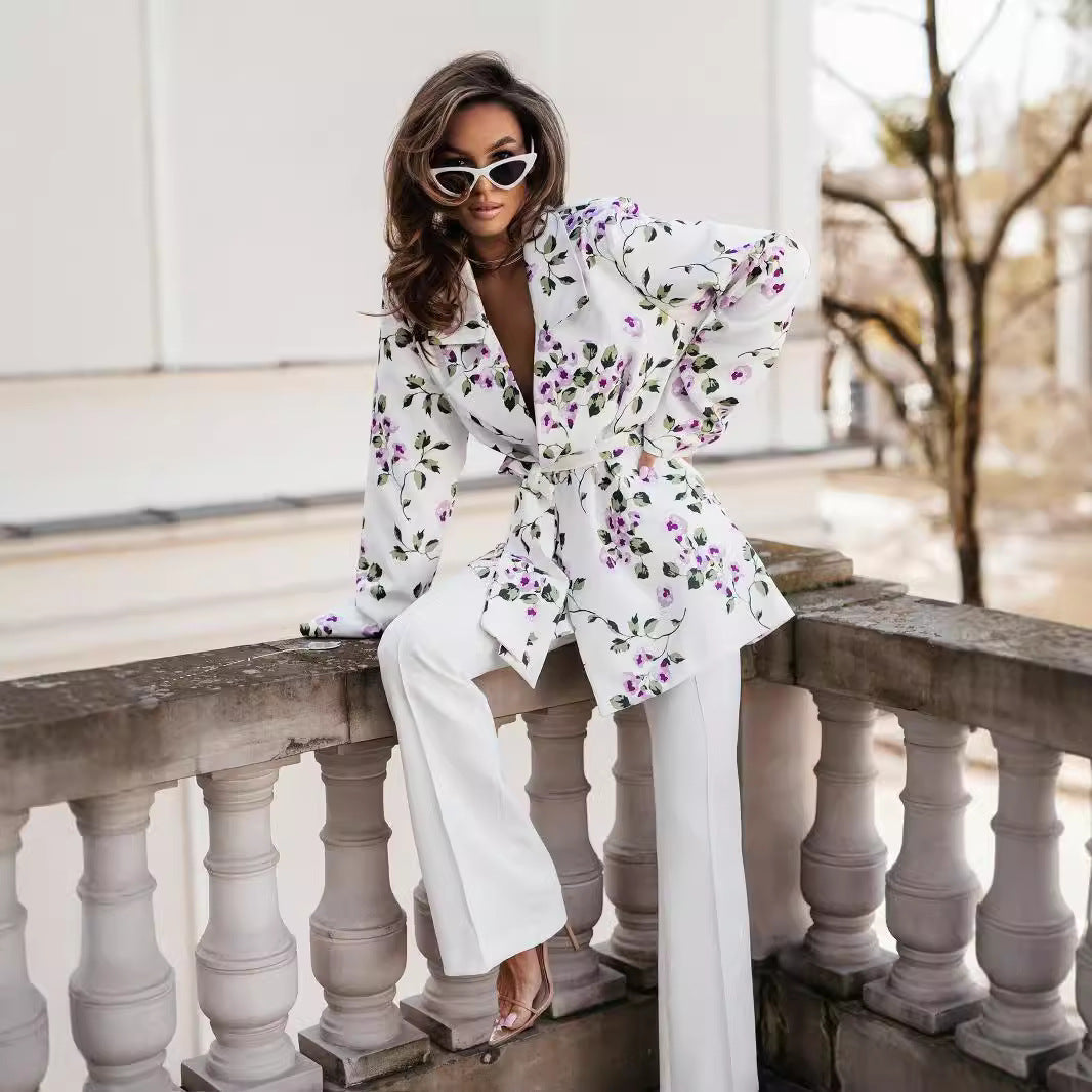 Women's wrap blouse with elegant leopard print and long puff sleeves NOVAE