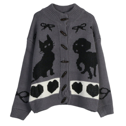 Women's cardigan with playful animal motifs and button detailing NOVAE