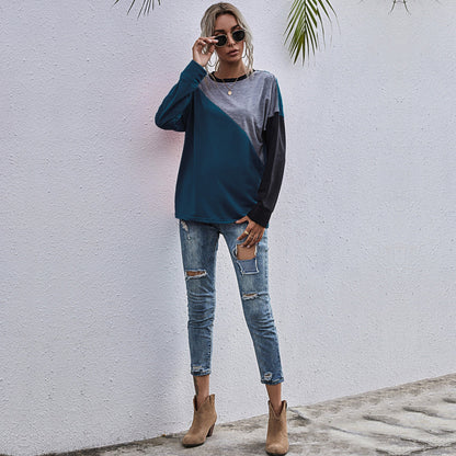 Women's sporty sweatshirt with fashionable color block design NOVAE