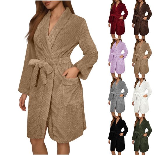 Women's Cozy Bathrobe with Belt and Pockets NOVAE