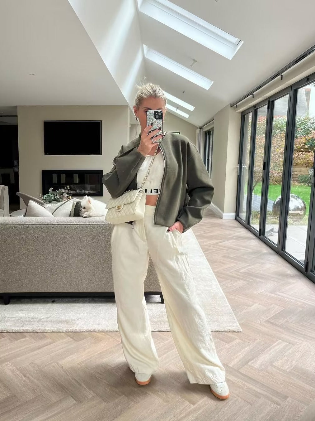 Women's casual transitional jacket with stand-up collar and asymmetrical cut NOVAE