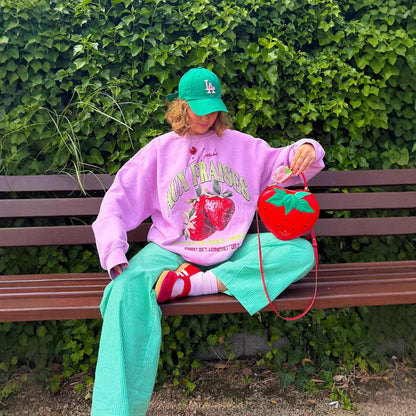 Women's fashionable sweatshirt with a striking strawberry design and comfortable cut NOVAE