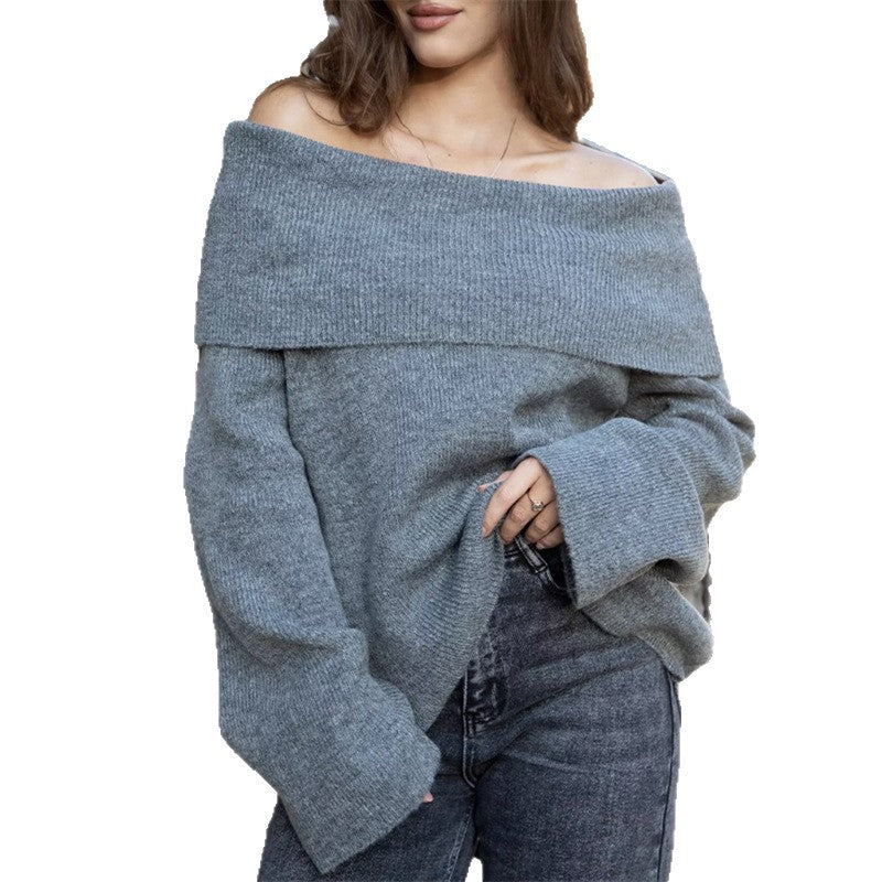 Women's off-the-shoulder sweater dress in soft knit quality NOVAE