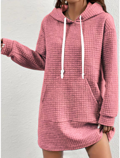 Women's hoodie dress with practical kangaroo pocket and modern knit design NOVAE