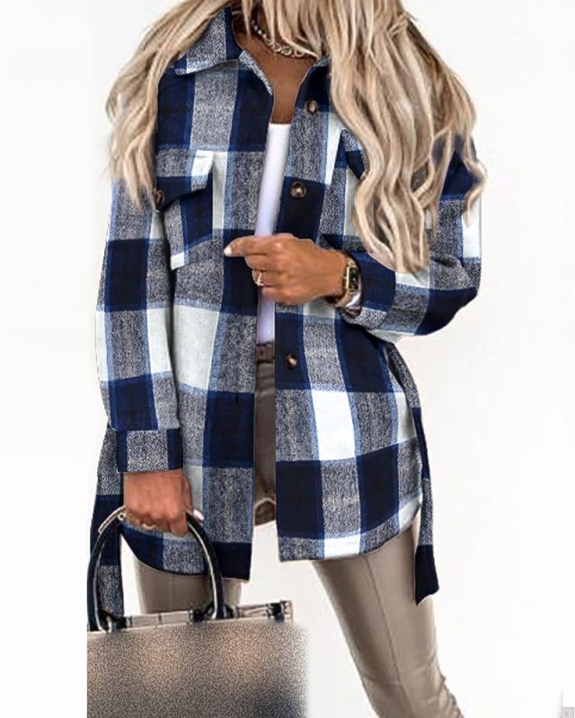Women's Checkered Long Sleeve Blouse NOVAE