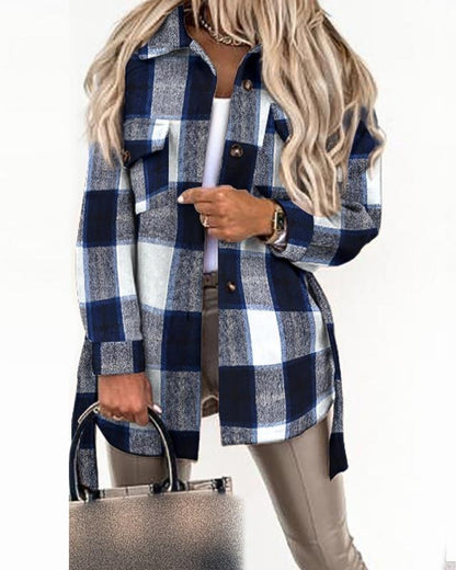 Women's Checkered Long Sleeve Blouse NOVAE