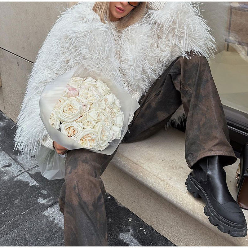 Women's Fluffy Faux Fur Jacket in a Fashionable Cut NOVAE