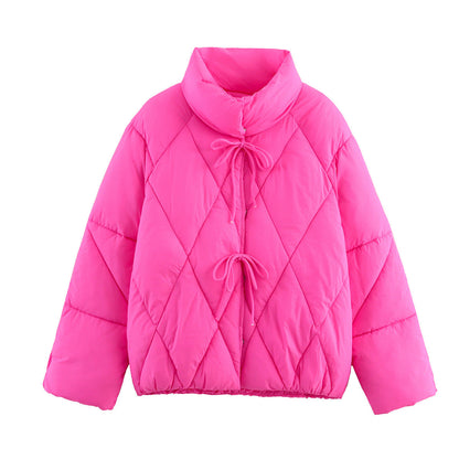Women's quilted leisure jacket with high collar and drawstring NOVAE