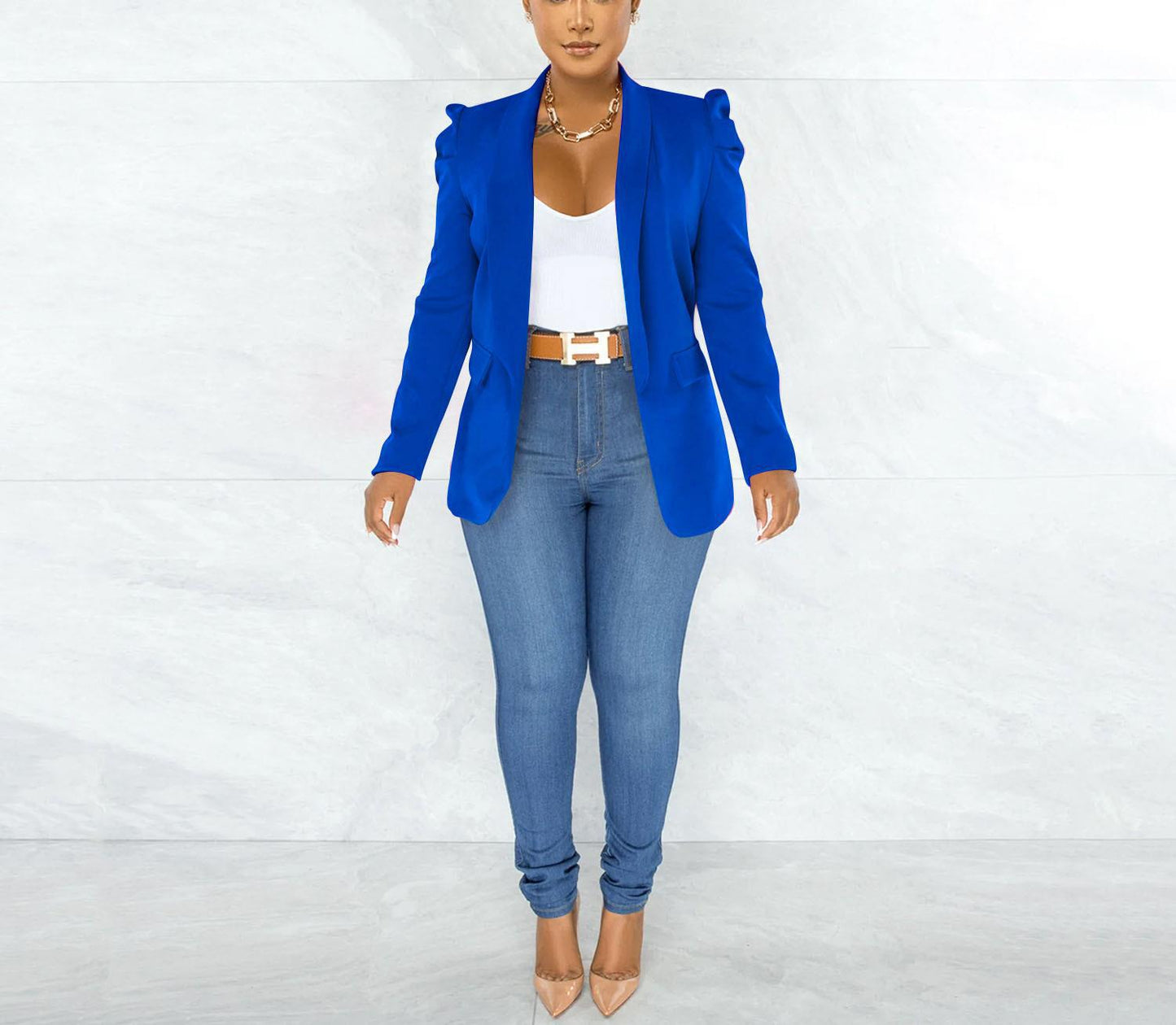 Women's Elegant Blazer Jacket with Puff Sleeves and Tailored Cut NOVAE