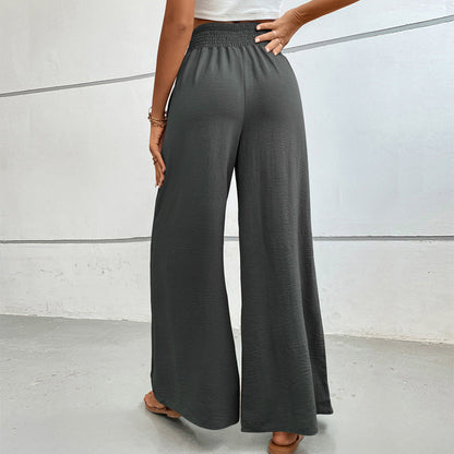 Women's wide-leg summer trousers with elasticated waistband NOVAE