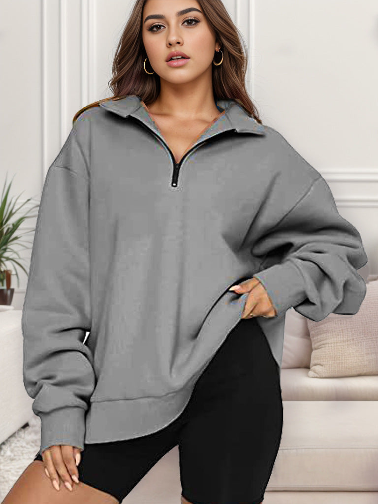 Women's Oversized Sweatshirt with Stand-Up Collar NOVAE