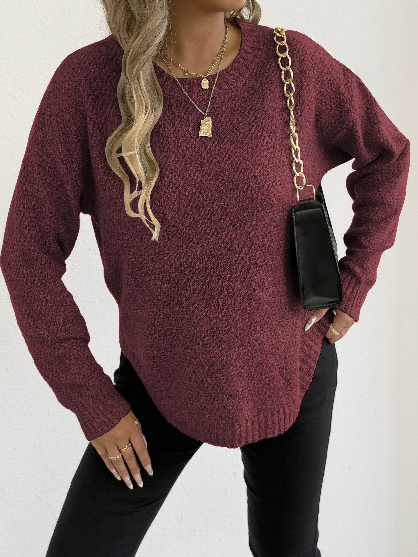 Women's casual knit sweater with high-quality textured pattern NOVAE