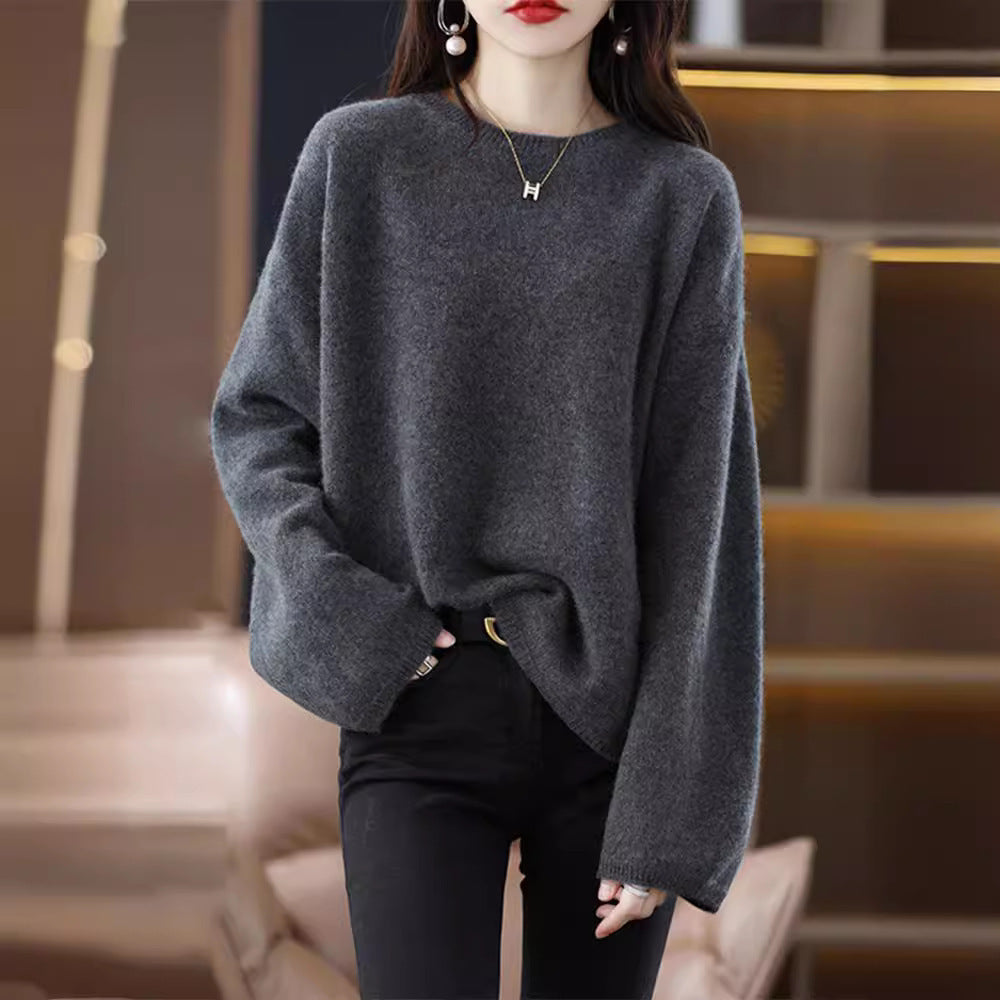 Women's soft knit sweater with a relaxed fit and casual V-neck NOVAE