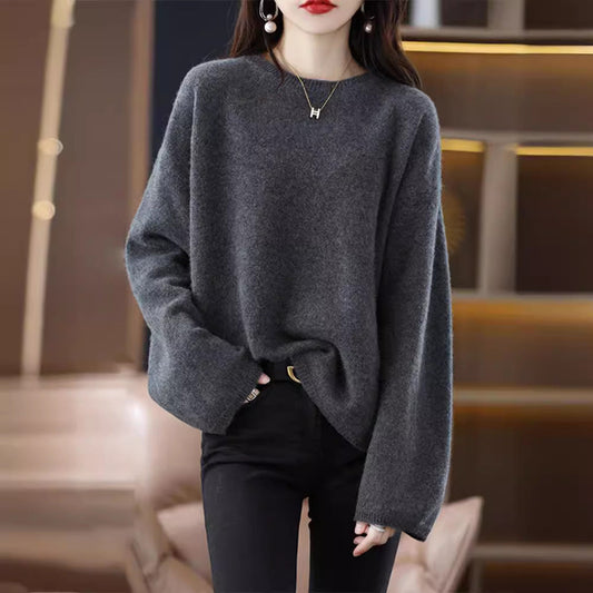 Women's soft knit sweater with a relaxed fit and casual V-neck NOVAE