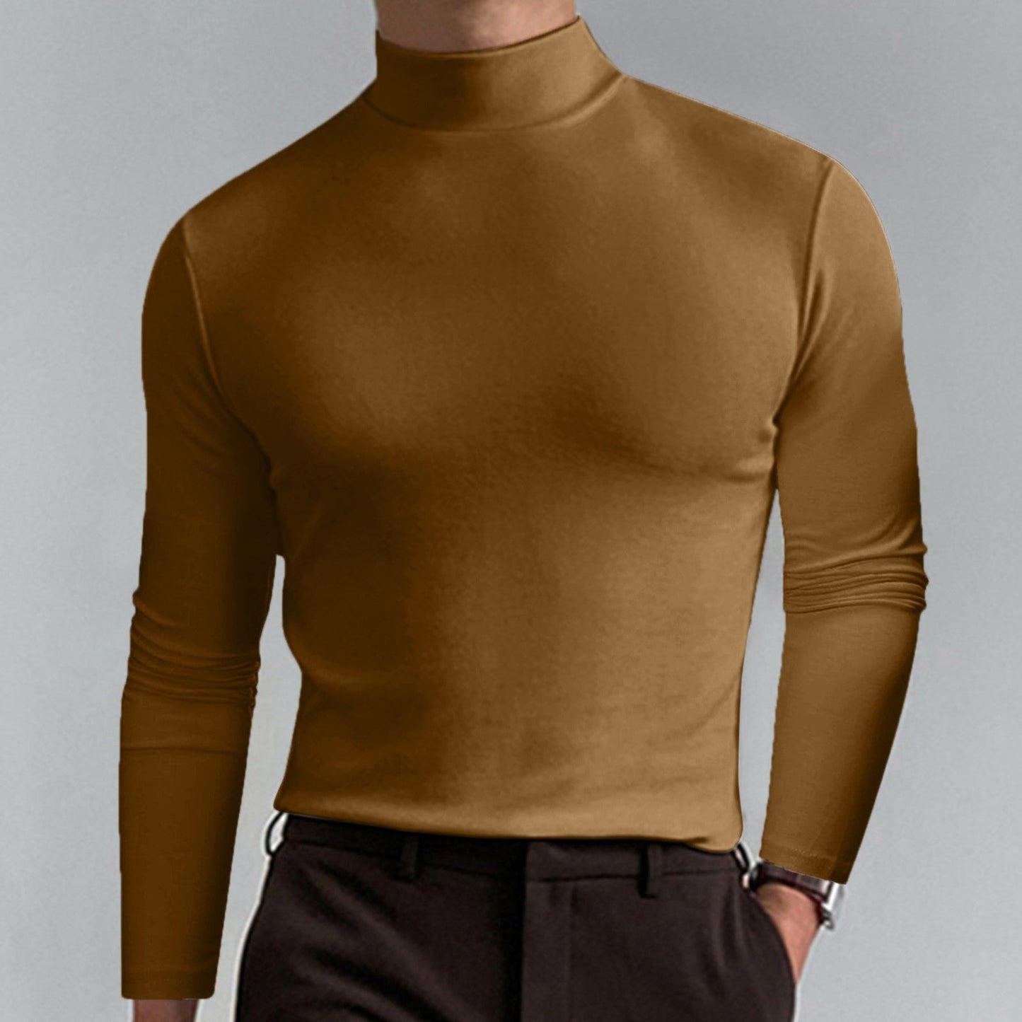 Men's high-quality roll-neck sweater made from a fine cotton blend NOVAE