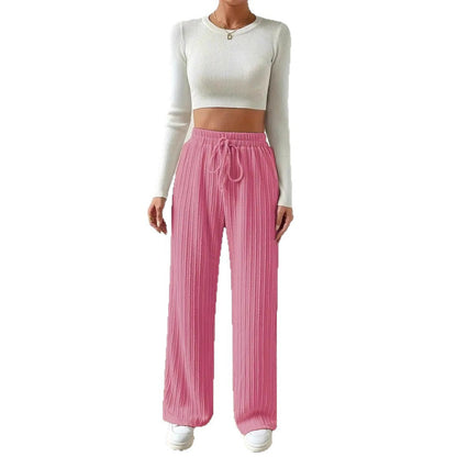 Women's Comfortable Fabric Trousers with Textured Surface NOVAE