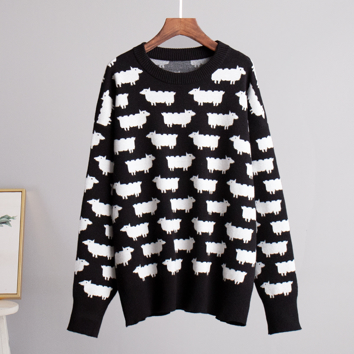 Women's knitted sweater with original sheep design NOVAE