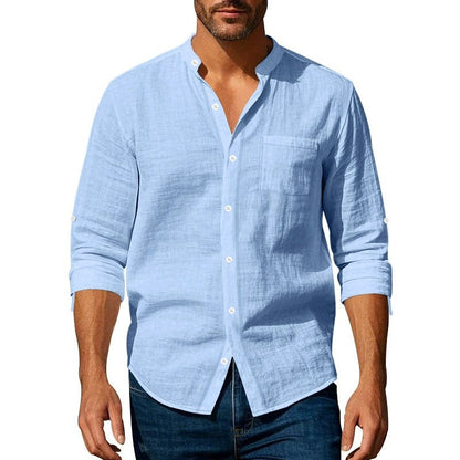 Men's shirt with stand-up collar and chest pocket NOVAE