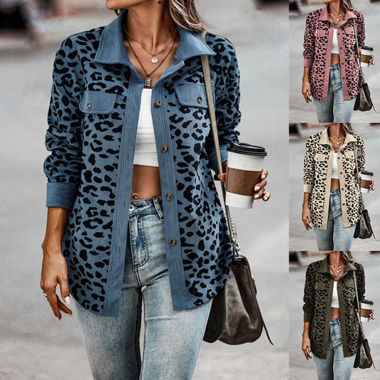 Women's Oversized Leopard Print Shirt Jacket NOVAE