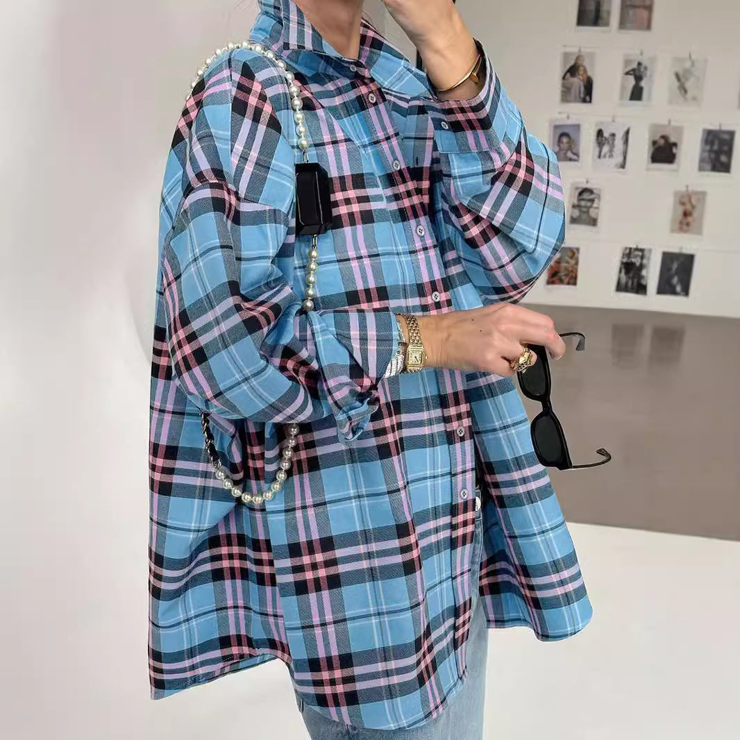 Women's Oversized Checkered Shirt NOVAE