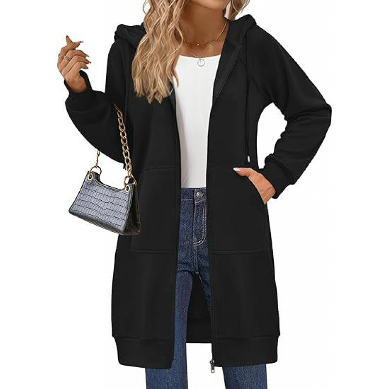 Women's fashionable hooded jacket with side pockets and zipper NOVAE