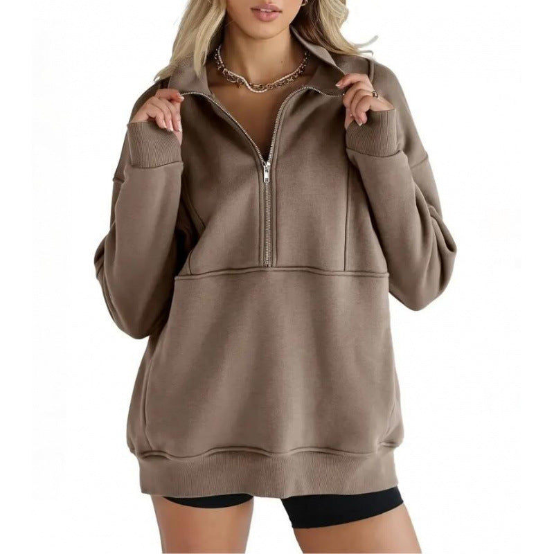 Women's sweatshirt with half zipper and oversized cut NOVAE