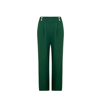 Women's wide-leg high-waisted trousers with elegant button details NOVAE