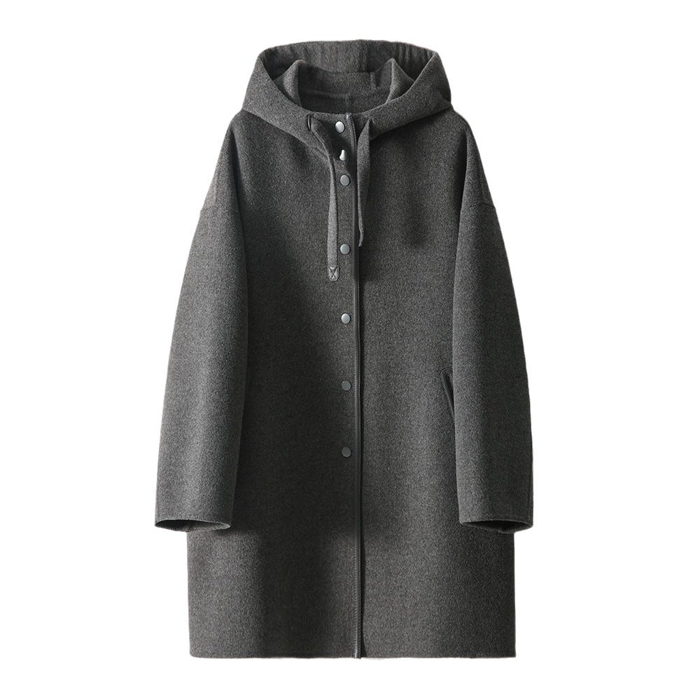 Women's Flowing Transitional Jacket with Hood and Snap Button Closure NOVAE