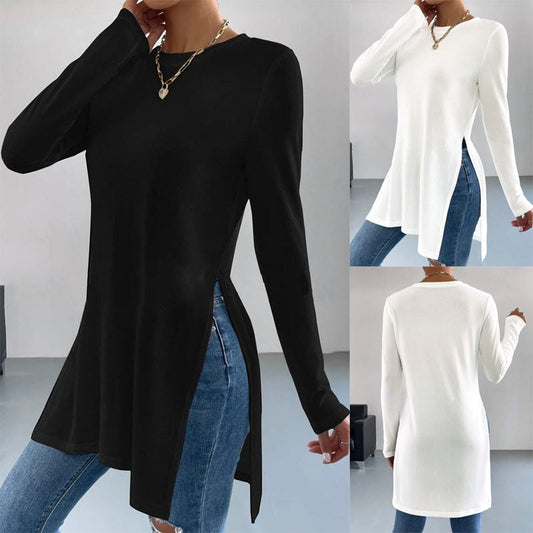 Women's Oversized Longsleeve Shirt with Side Slits NOVAE