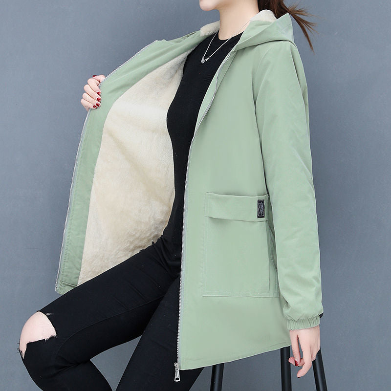Women's transitional jacket with fleece-lined hood and practical pockets NOVAE
