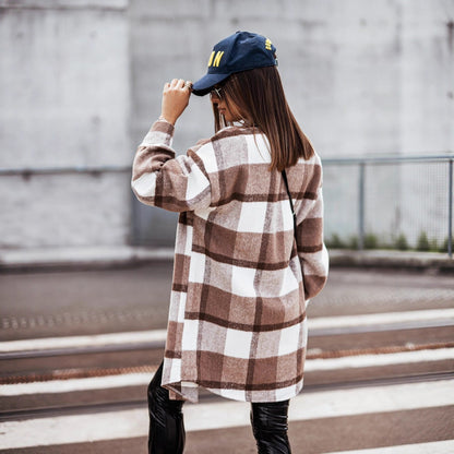 Women's Casual Checked Overshirt Jacket NOVAE