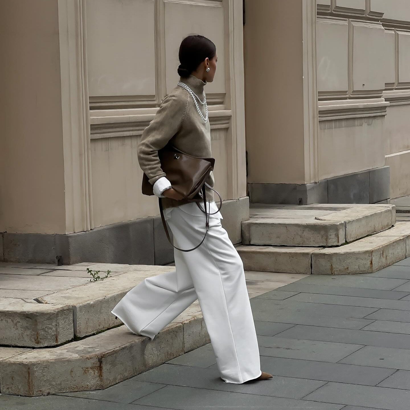 Women's cozy knit sweater with high collar and stylish cuffs NOVAE