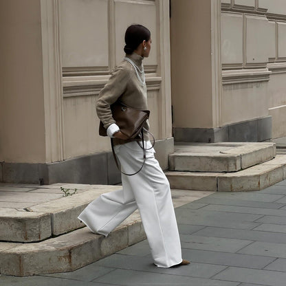 Women's cozy knit sweater with high collar and stylish cuffs NOVAE