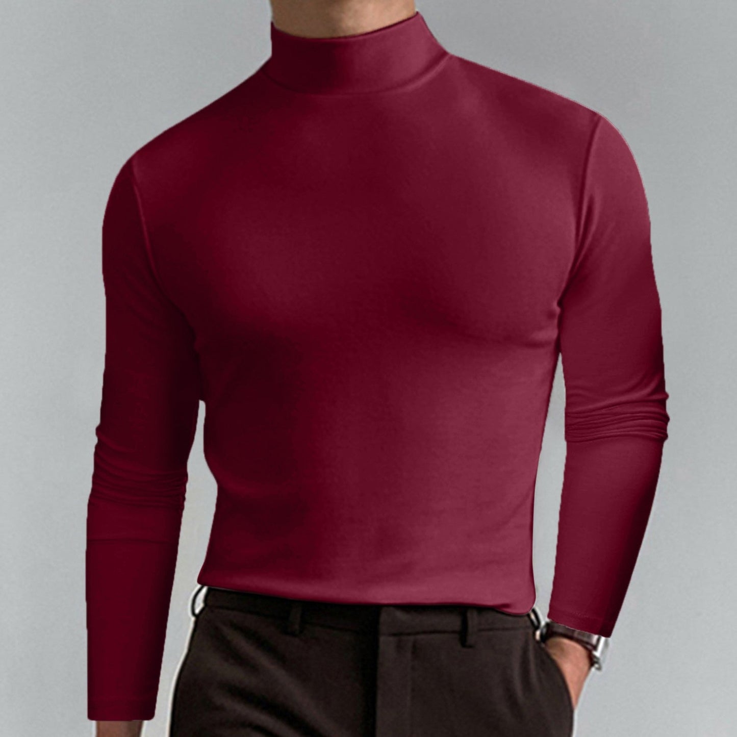 Men's high-quality roll-neck sweater made from a fine cotton blend NOVAE