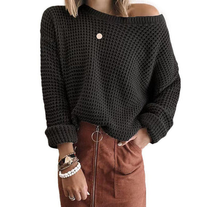 Women's knitted sweater in a casual oversized style with an off-the-shoulder design NOVAE