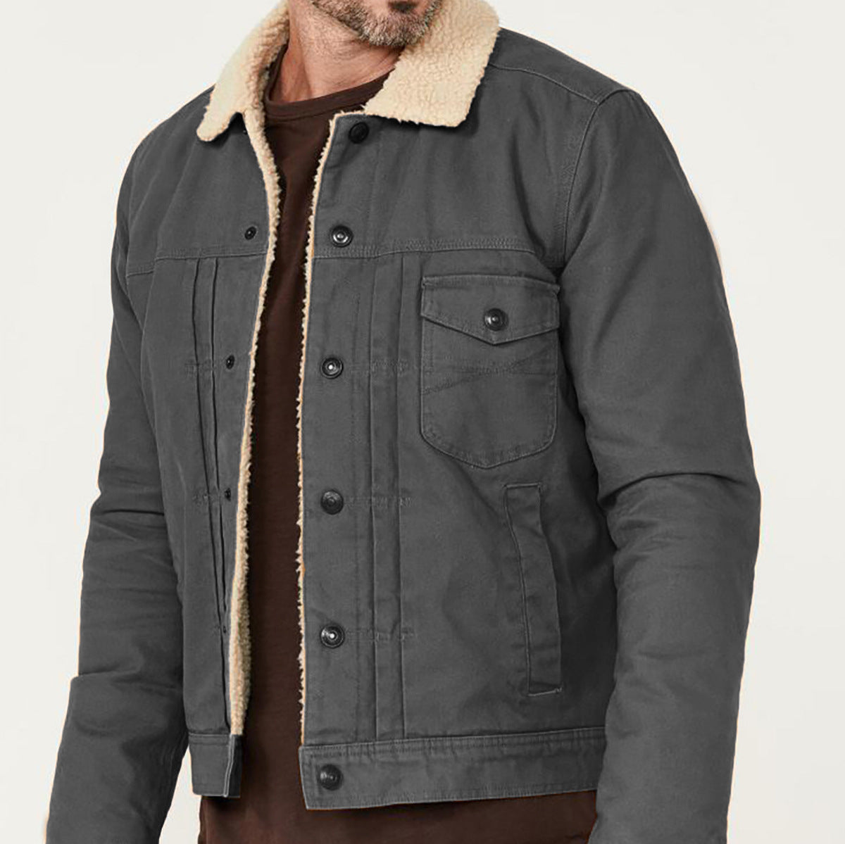 Men's cozy denim jacket with sherpa lining NOVAE