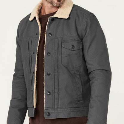 Men's cozy denim jacket with sherpa lining NOVAE