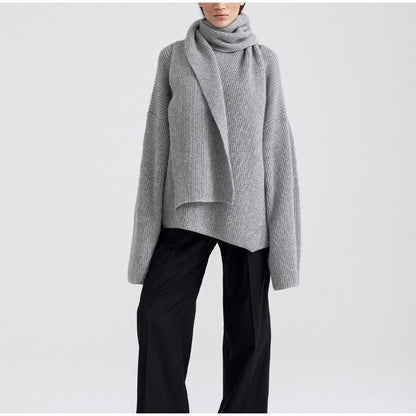 Women's Loose Cardigan with Soft Scarf NOVAE