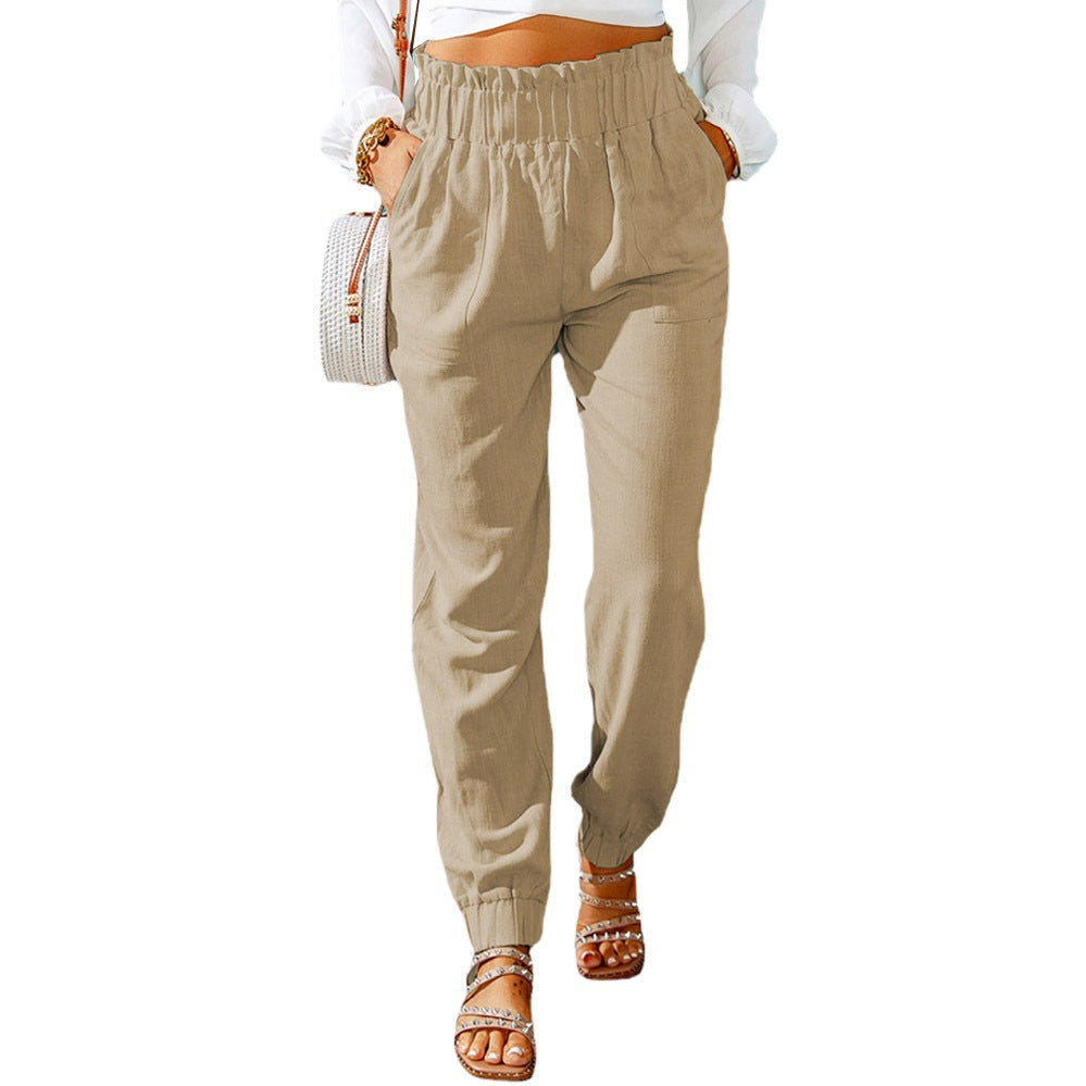 Women's casual trousers with elasticated waistband and side pockets NOVAE