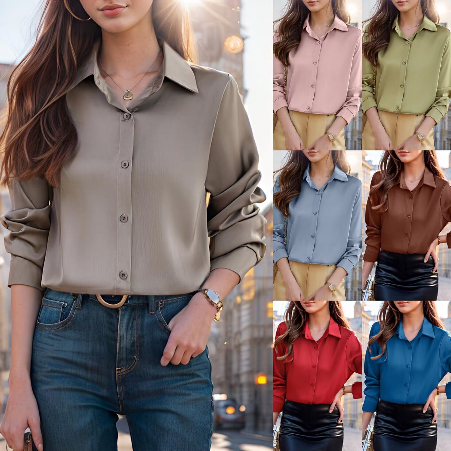 Women's elegant and lightweight blouse with a comfortable cut and subtle sheen NOVAE