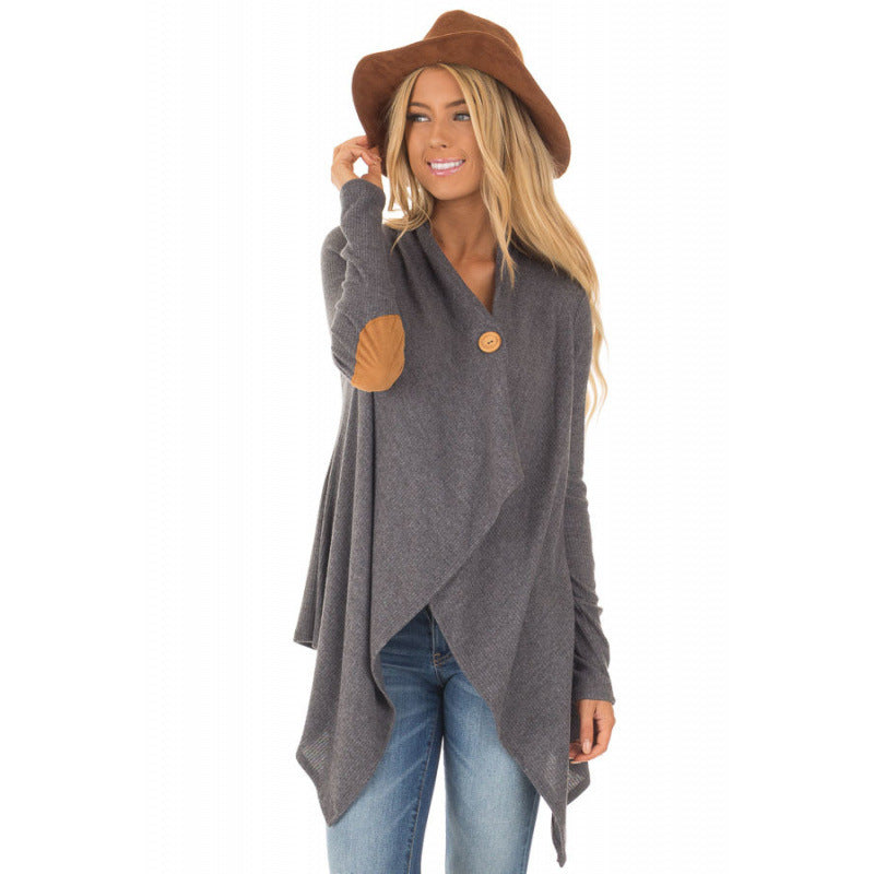 Women's wrap jacket with asymmetrical cut and leather accents NOVAE