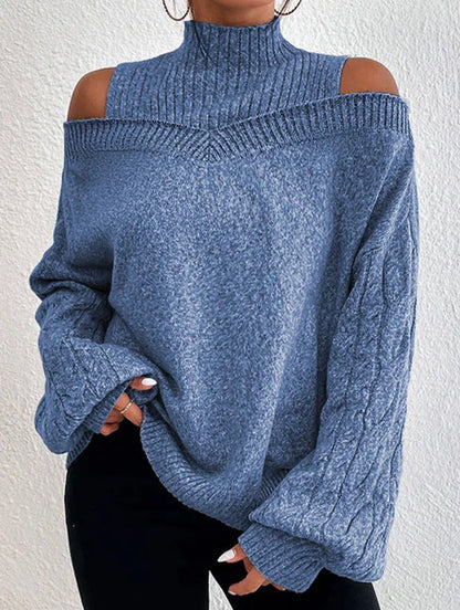 Women's pullover with off-the-shoulder sleeves and high collar NOVAE
