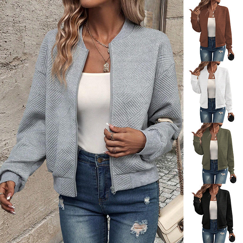 Women's fashionable sweatshirt jacket with structured design and practical zip pockets NOVAE