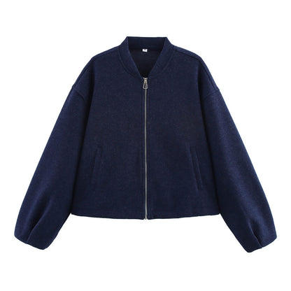 Women's casual transitional jacket with stand-up collar and asymmetrical cut NOVAE