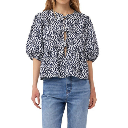 Women's lightweight short-sleeved leopard print top with intricate details NOVAE