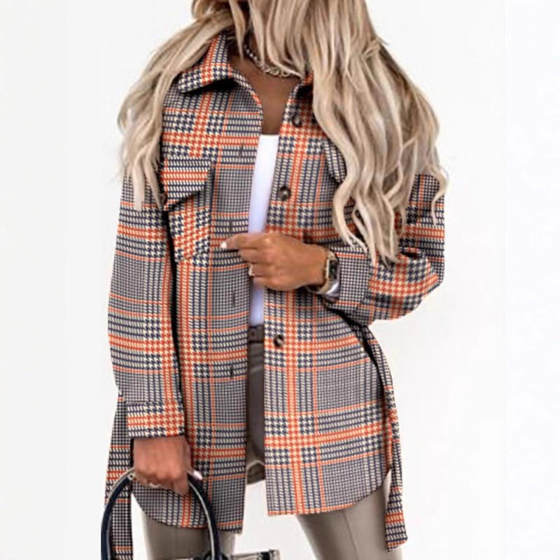 Women's checked overshirt jacket with a lightweight fit and practical pockets NOVAE