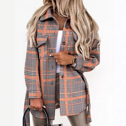 Women's checked overshirt jacket with a lightweight fit and practical pockets NOVAE