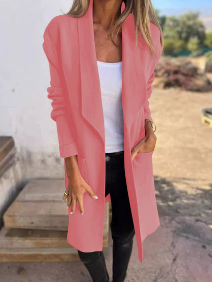 Women's elegant transitional jacket with practical lapel collar and deep pockets NOVAE